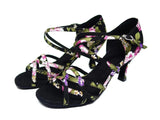 Women Latin Dance Shoes Ladies Satin Soft Sole Elegance Flower Ballroom Dancing Shoes Salsa High Heel