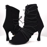 Fashion Dance Shoes Black Boots Latin Salsa Ballroom Women High Heel Shoes