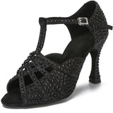 Rhinestone Pearl Dance Heels Tango Salsa Rumba Samba Latin Ballroom Dance Shoes Soft Sole Women Sandals