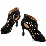 Women's Flock Customized Heel Latin Boots Salsa Ballroom Dance Shoes