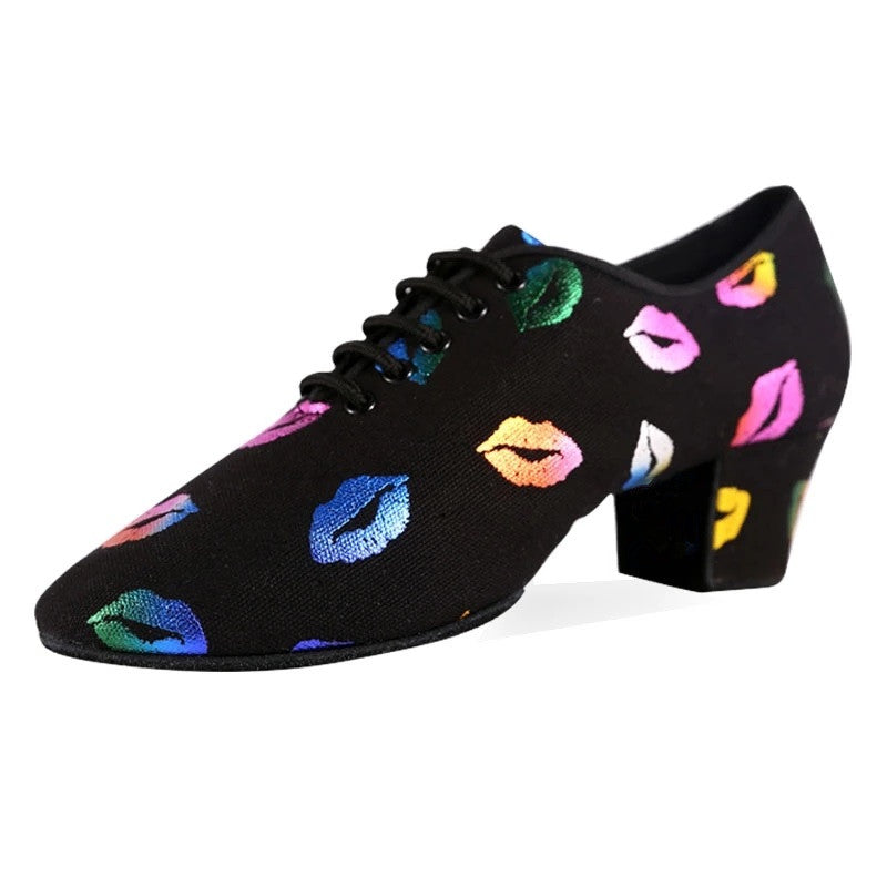 <transcy>Nuevos zapatos de baile de salón con estampado de labios para mujer, zapatos de baile para mujer, zapatos de baile de salsa latina, suela partida</transcy>