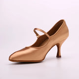 <transcy>Женская обувь для бальных танцев, атласная обувь на высоком каблуке со стразами, женская стандартная обувь для танцев, нескользящая обувь для танцев</transcy>