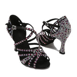 Fashion Latin Dance Shoes Salsa Rumba Samba Ballroom Party Ladies High Heels Rhinestone Women Sandals