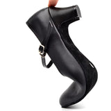 Soft Bottom Ballroom Women's Leather Shoes Black Women Latin Salsa Teacher Dance Shoes Heels