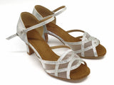 Glitter Ballroom Dance Shoes Women Latin Salsa Shoes Gray Soft Sole