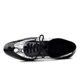 Men's Latin Modern Shoes Black and Snake Texture PU Shoes For Ballroom Dancing Soft Bottom