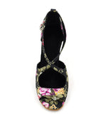 rofessional Latin Dance Shoes Women Ballroom Shoes Ladies Salsa Satin Soft Sole High Heel