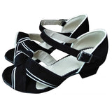 Black Flocking Latin Ballroom Dance Shoes For Women Girls Salsa Shoes