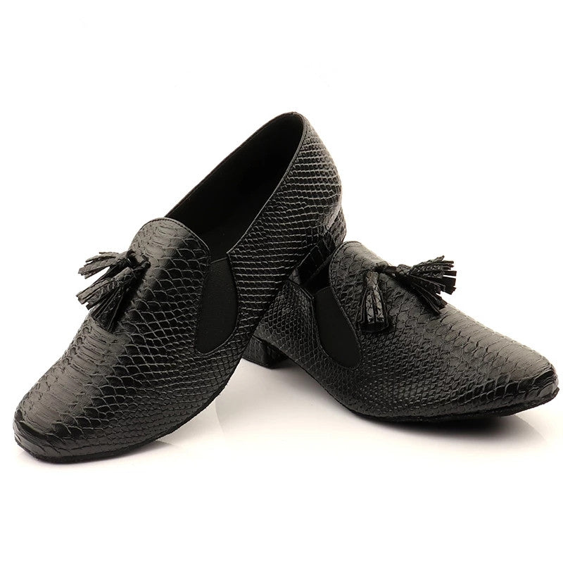 Modern Men's Soft Bottom Ballroom Dance Shoes Black PU Men Latin Modern Dance Shoes