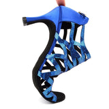 Women Latin Dance Shoes Blue Sequined Satin Sandals Ballroom Dance Shoes For Women Salsa Shoes