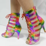 New Latin Dance Boots Ladies PU Salsa Tango Soft Indoor Professional Rainbow Ballroom Dance Shoes For Women