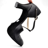Women's Genuine Leather Shoes Ballroom Dance Shoes Black Latin Salsa Modern Dance Shoes Heel