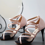 Custom Heel Dance Shoes Buckle Latin Ballroom Salsa Tango Dancing Shoes Suede Sole