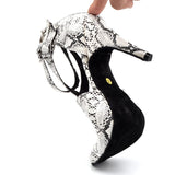 White Snake PU Dancing Shoes For Women Ballroom Salsa Latin Dance Boots