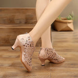 Rhinestone Latin Dance Shoes Peep Toe Brown Black Pink Ballroom Salsa Dancing Shoes For Women Soft Bottom