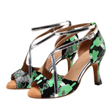 Women's Green Customized Heel Shoes Ballroom Dance Shoes Salsa Shoes