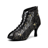 Women Latin Dance Shoes Black Salsa Ballroom Shoes Wedding Party Sandals Bachata Dance Booties