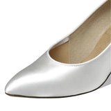 Custom Heel Height Satin White Plus Size Professional For Women Modern Latin Salsa Dance Shoes