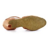 Customized Heel Brown Dance Shoes For Women Girls Latin Ballroom Salsa Shoes