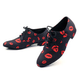 Latin Dance Shoes Men Dance Shoes Black Heel 2.5cm Red Lip Ballroom Dance Shoes Men