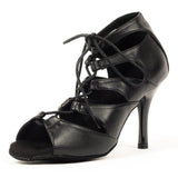 Professional PU Dance Boots Women Black Custom Heel Latin Salsa Ballroom Dance Shoes