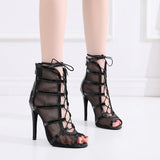 Woman High Top Latin Dance Boots Red Black Ballroom Women Salsa Tango Dancing Shoes Girls Soft Bottom Party Sandals