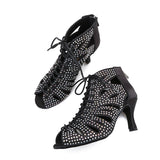 <transcy>Botines de baile de salón social Rhinestone Salsa latina Tango Zapatos de baile profesionales</transcy>