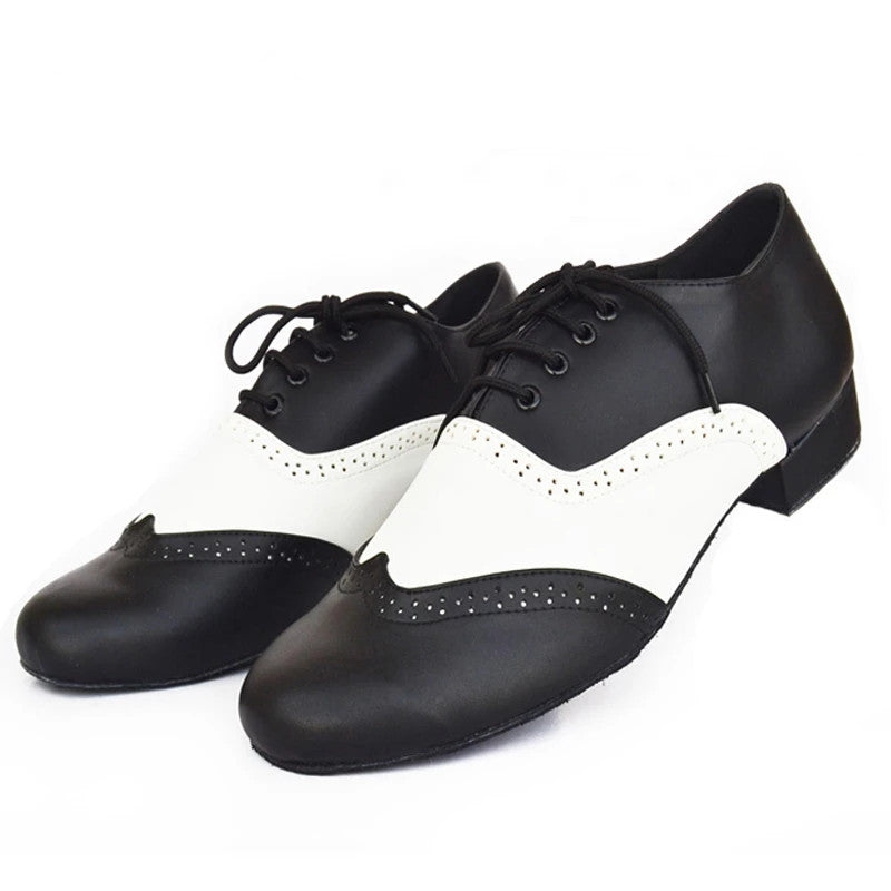 Men's Black White PU Modern Dance Shoes New Adult Indoor Soft Outsole Ballroom Dancing Shoes