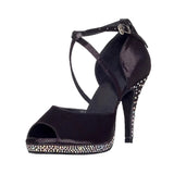 Latin Dance Shoes Salsa Party Dance Shoes Satin Rhinestone Waterproof Platform