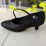 Black White Woman Ballroom Latin Modern Dance Shoes Satin Material Custom Heel Height Closed Pointed Toe Shoes