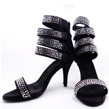 Latin Dancing Shoes Salsa 8.5cm Heel Height Satin Ballroom Rhinestone Dance Shoes For Women