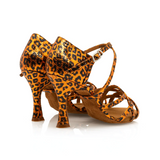 PU Latin Dance Shoes For Women Leopard Teaching Tango Salsa Shoes