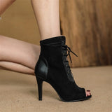 Women Latin Dance Shoes Black Boots High Heel Fashion Lady Party Salsa Ballroom Dancing Shoes