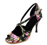 rofessional Latin Dance Shoes Women Ballroom Shoes Ladies Salsa Satin Soft Sole High Heel