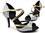 Latin Dance Shoes Sequined Salsa Tango Ballroom Dancing Shoes For Women Girls