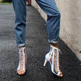 Women Dance Boots White PU Latin Salsa Ballroom Dancing Shoes Girls Fashion Sandals Latin Party Dance Shoes