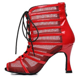 Latin Dance Shoes Women High Heels Ballroom Tango Peep Toes Party Dancing Shoes Soft Soles