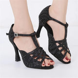 Rhinestone Pearl Dance Heels Tango Salsa Rumba Samba Latin Ballroom Dance Shoes Soft Sole Women Sandals