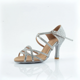 Silver Color Dance Shoes For Women Girls Ladies Rhinestone Tango Salsa Ballroom Latin Dancing Shoes