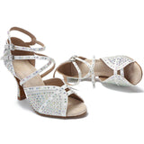 Soft Sole Latin Dance Shoes Tango Salsa Rumba Samba Ladies Pearl Rhinestone High Heels Women Sandals