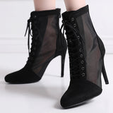 Women Closed Toe Black Latin Dance Shoes for Gilrs Soft Bottom Ballroom Salsa Dancing Boots High Heel