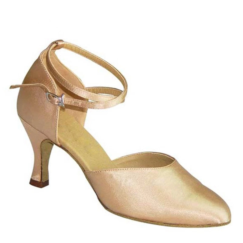 Ballroom Modern Dance Shoes Custom Heel Satin Suede Sole Dance Shoes For Woman Cross Buckle Shoes