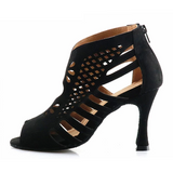 Women's Flock Customized Heel Latin Boots Salsa Ballroom Dance Shoes
