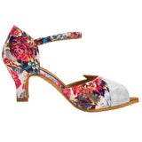 Salsa Shoes for Dance Women Latin Ballroom Dancing Shoes Ladies Satin Glitter Soft Sole Flower