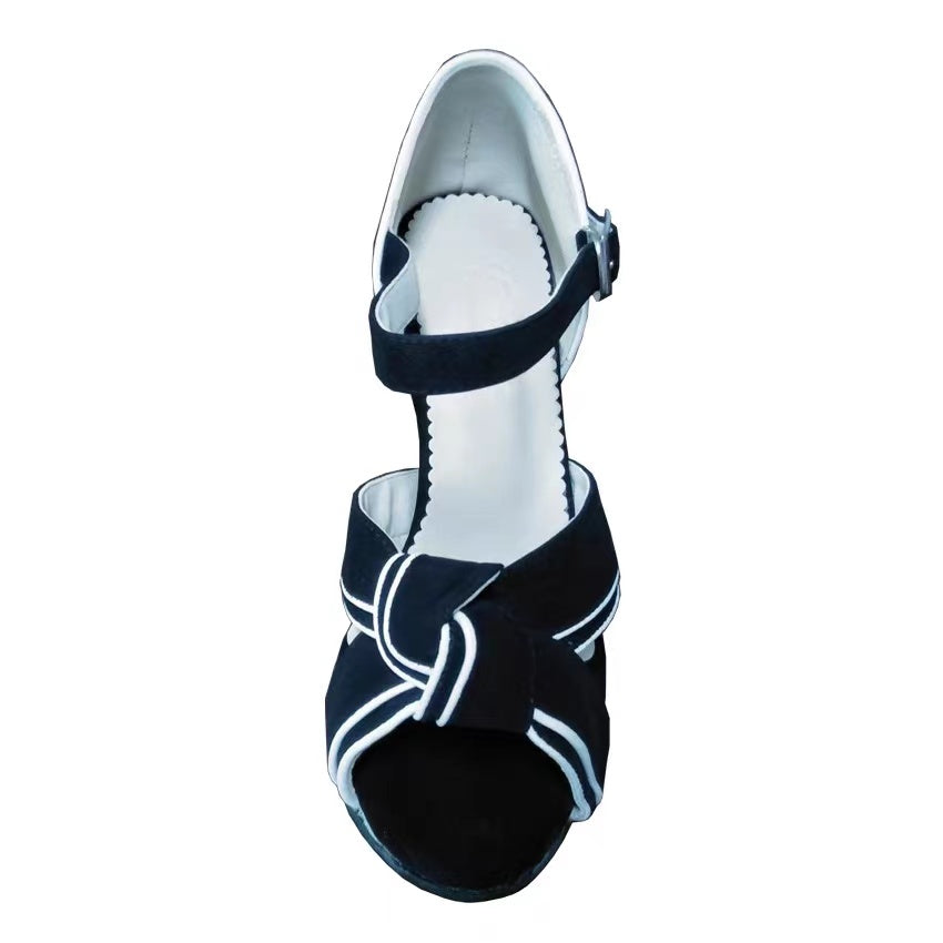 Black Flocking Latin Ballroom Dance Shoes For Women Girls Salsa Shoes