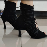 Fashion Dance Shoes Black Boots Latin Salsa Ballroom Women High Heel Shoes