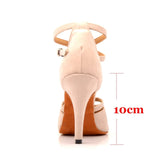 Women Dance Shoes Latin Ballroom Ladies Girls Salsa Dance Shoes Beige Suede Heels 5-10cm