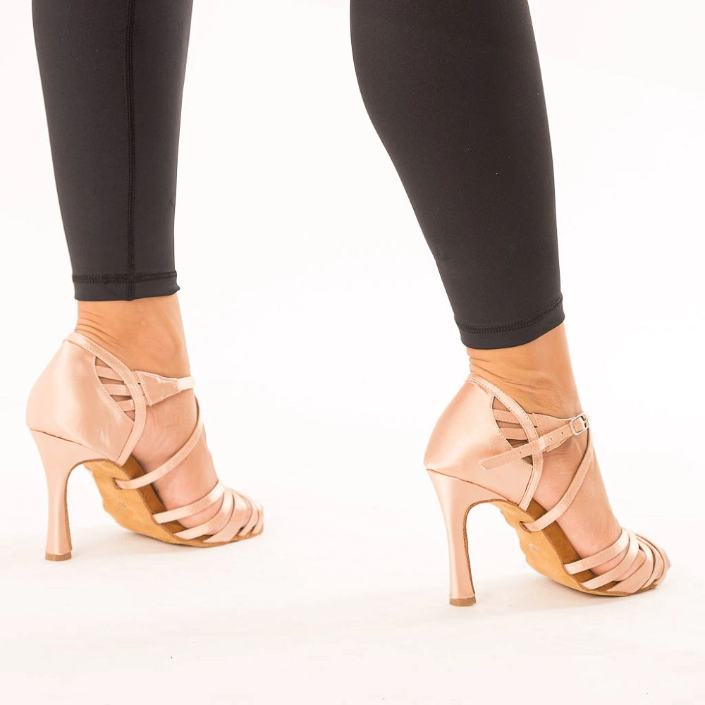 Champagne Latin Ballroom Salsa Dance Shoes For Women Customized Heel