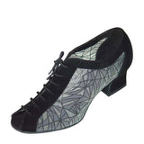 Latin Dance Shoes Black Khaki Flock Mesh Women Salsa Tango Ballroom Shoes