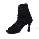 Fashion Dance Shoes Black Boots Latin Salsa Ballroom Women High Heel Shoes